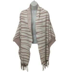 Soia & Kyo Pink Animal Print Knit Scarfigan with Fringe